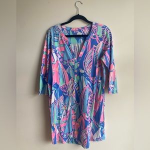 Lilly Pulitzer Ali T-Shirt Dress Out to Sea, Size Large